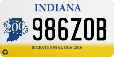 IN license plate 986ZOB