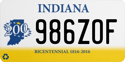 IN license plate 986ZOF