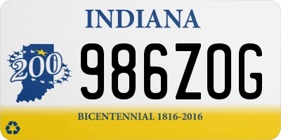 IN license plate 986ZOG