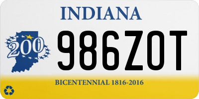 IN license plate 986ZOT