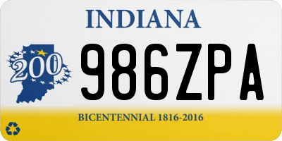 IN license plate 986ZPA