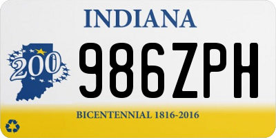 IN license plate 986ZPH