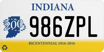 IN license plate 986ZPL