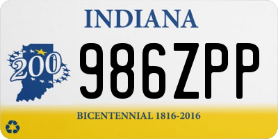 IN license plate 986ZPP