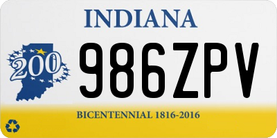 IN license plate 986ZPV