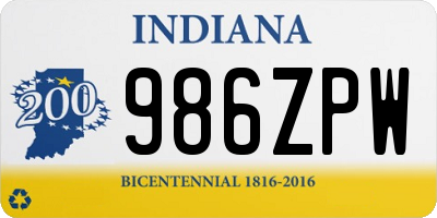 IN license plate 986ZPW