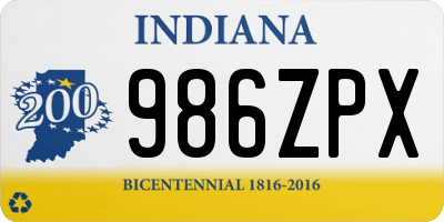 IN license plate 986ZPX