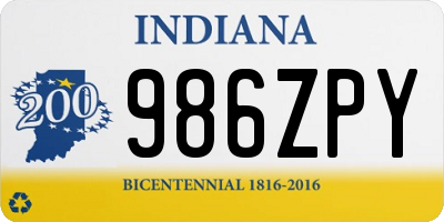 IN license plate 986ZPY