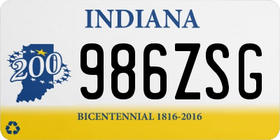 IN license plate 986ZSG