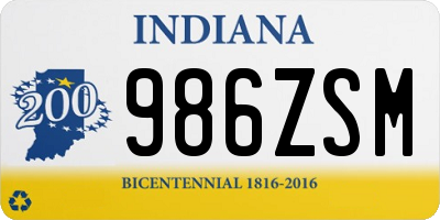 IN license plate 986ZSM