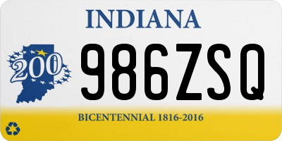 IN license plate 986ZSQ