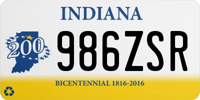 IN license plate 986ZSR