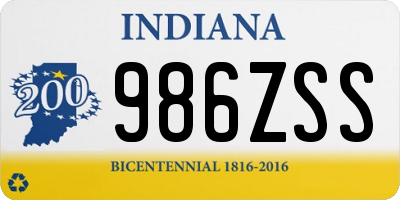 IN license plate 986ZSS