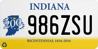 IN license plate 986ZSU