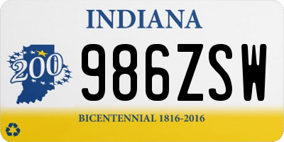 IN license plate 986ZSW