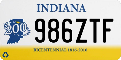 IN license plate 986ZTF