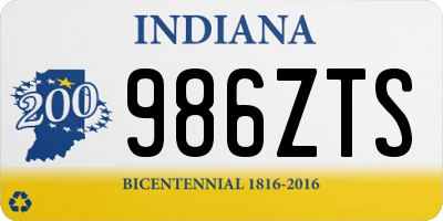 IN license plate 986ZTS