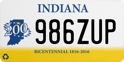 IN license plate 986ZUP