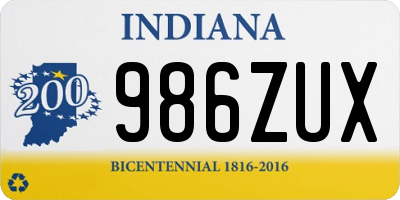 IN license plate 986ZUX