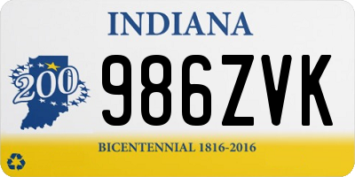 IN license plate 986ZVK