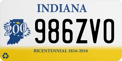 IN license plate 986ZVO