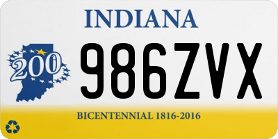 IN license plate 986ZVX