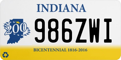 IN license plate 986ZWI