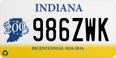 IN license plate 986ZWK