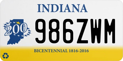 IN license plate 986ZWM