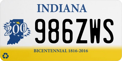 IN license plate 986ZWS