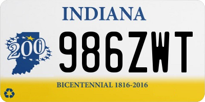 IN license plate 986ZWT