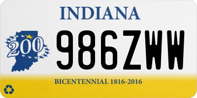 IN license plate 986ZWW