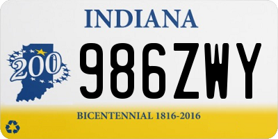 IN license plate 986ZWY