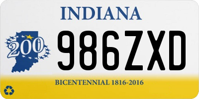 IN license plate 986ZXD