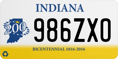 IN license plate 986ZXO