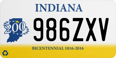 IN license plate 986ZXV