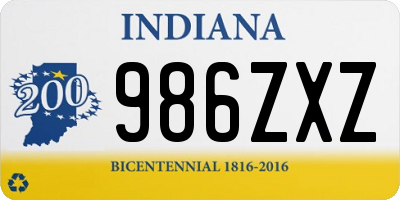 IN license plate 986ZXZ