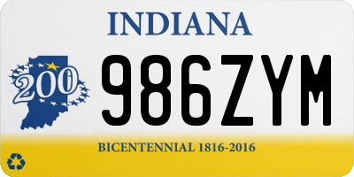 IN license plate 986ZYM