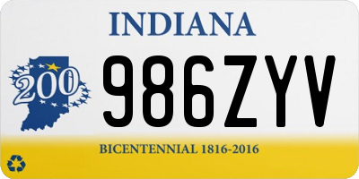 IN license plate 986ZYV