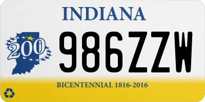 IN license plate 986ZZW