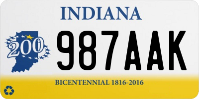 IN license plate 987AAK