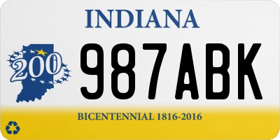 IN license plate 987ABK