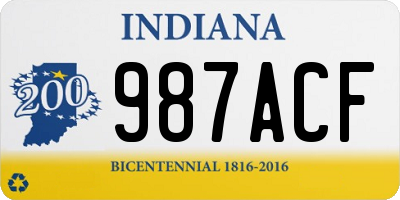 IN license plate 987ACF