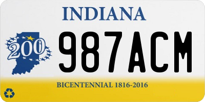 IN license plate 987ACM