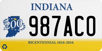 IN license plate 987ACO