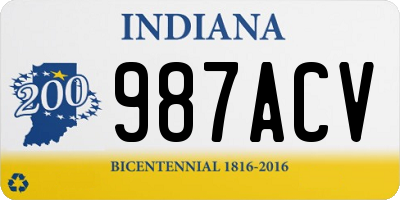 IN license plate 987ACV