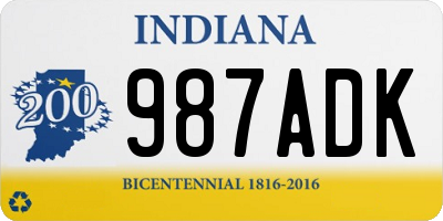 IN license plate 987ADK