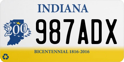 IN license plate 987ADX