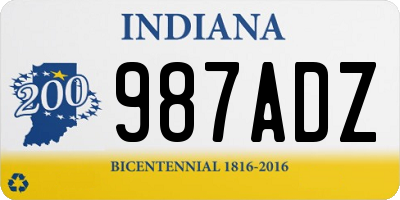 IN license plate 987ADZ