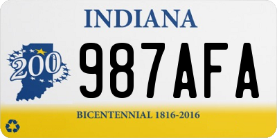 IN license plate 987AFA